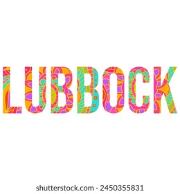 Lubbock, TX creative city name design. Use as typography element , posters, headline, card,logo, t-shirt print,travel blogs, festivals,city events 