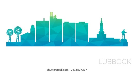 Lubbock, TX, USA Low Poly Skyline Clip Art City Design. Geometric Polygon Graphic Horizon Icon. Vector Illustration Symbol.