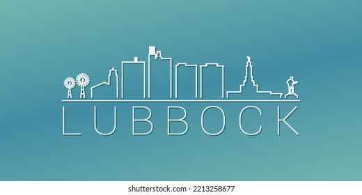 Lubbock, TX, USA Skyline Linear Design. Flat City Illustration Minimal Clip Art. Background Gradient Travel Vector Icon.