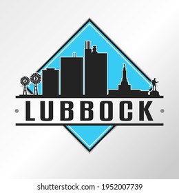 Lubbock, TX, USA Skyline Logo. Adventure Landscape Design Vector City Illustration Vector illustration.