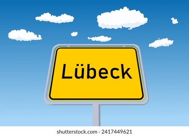 Lubeck city sign in Germany. City name welcome road sign vector illustration.