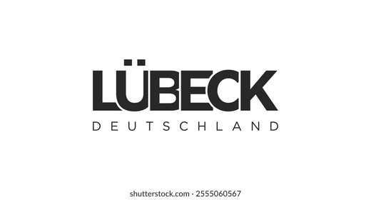 Lubeck Deutschland, modern and creative vector illustration design featuring the city of Germany as a graphic symbol and text element, set against a white background