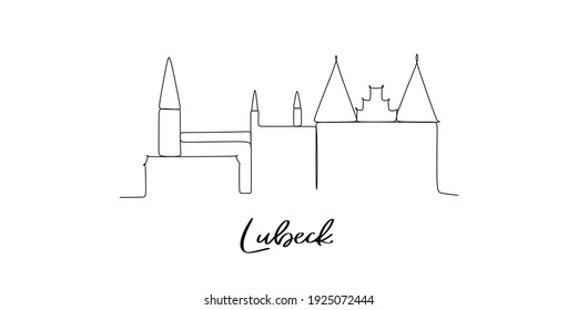 lubeck of the Germany landmarks skyline -Continuous one line drawing