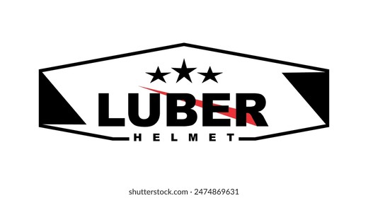 LUBER HELMET text, Product icon design.