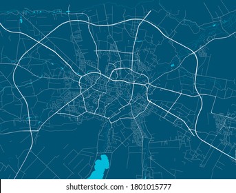 Lublin city map poster. Map of Lublin street map poster. Lublin map vector illustration.