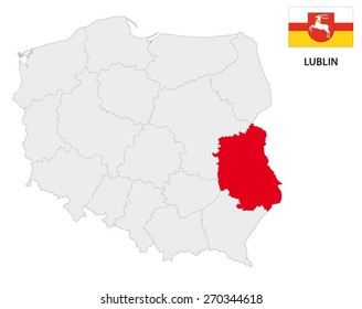 lublin province map with flag