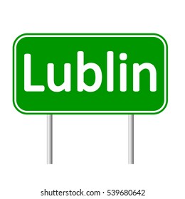 Lublin road sign isolated on white background.