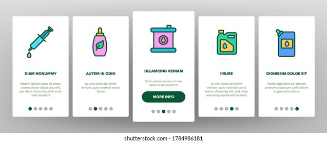Vector de pantalla de la página de aplicaciones móviles del contenedor lubricante en el que se realiza el abordaje. Líquido Lubricante, Tubo Y Botella De Aceite Y Crema, Spray And Flask, Para Ilustraciones De Condones Y Automóviles
