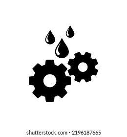 Lubricant Icon With A Gear Or Gear Lubrication Vector Icon On White Background. Suitable for gear maintenance icons with lubricants. Especially in a motorcycle or car automotive repair shop.