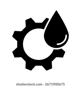 Icono de la línea del lubricante con una Ilustración vectorial de engranaje, pictograma aislado en el fondo blanco	
