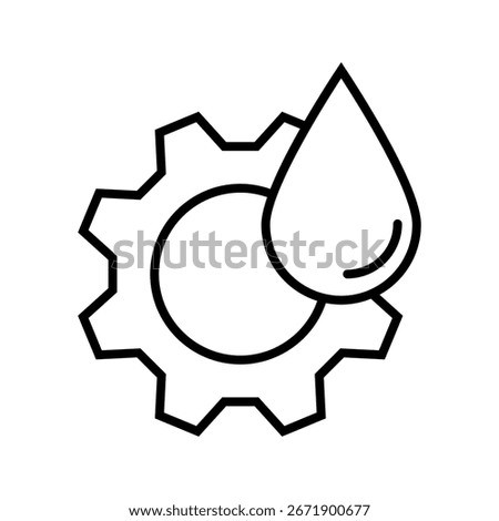 lubricant line icon with a gear vector illustration, pictogram isolated on white background. color editable	
