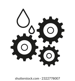 Lubricant oil drop and gear icon. Vector illustration. stock image.