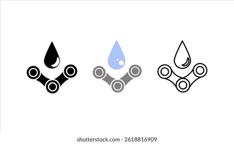 Lubricant oil drop and gear icon design isolated on white background. Vector illustration