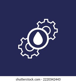 Lubricant Oil Icon With Drop And Gears