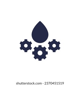 lubricant, oil icon with drop and gears