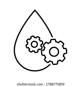 Lubricant vector icon set. Oil illustration sign collection. drop and gears symbol.
