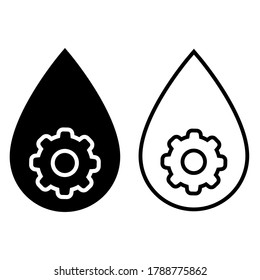 Juego de iconos del vector lubrante. Colección de signos de ilustración de aceite. símbolo de caída y marcha atrás.
