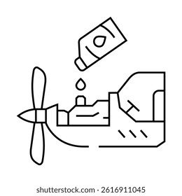 lubrication service aircraft line icon vector. lubrication service aircraft sign. isolated contour symbol black illustration