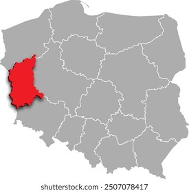 LUBUSZ PROVINCE of POLAND 3d isometric map WITH ADMINISTRATIVE DIVISIONS