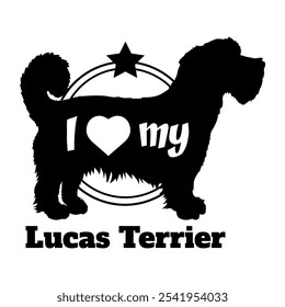 Lucas Terrier dog silhouette, i love my dog,  dog, dog breeds, logo, vector, silhouette, animal, illustration, icon, sign, black, pet,