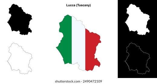 Lucca province outline map set