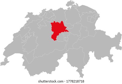 Lucerne canton isolated on Switzerland map. Gray background. Backgrounds and Wallpapers.