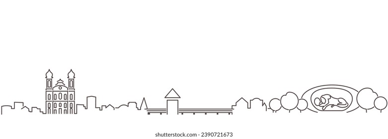 Lucerne Dark Line Simple Minimalist Skyline With White Background