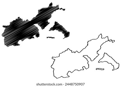 Lucerne District (Switzerland, Swiss Confederation, Canton of Lucerne or Luzern) map vector illustration, scribble sketch Amt Luzern map