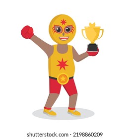 lucha libre african winner champion design character on white background