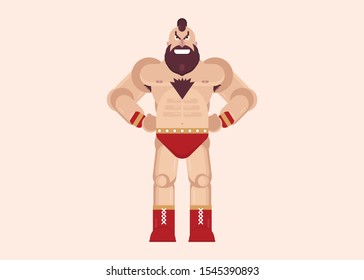 Lucha libre character wrestler - vector martial cartoon mascot character