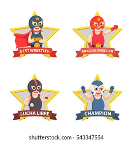 lucha libre emblem set