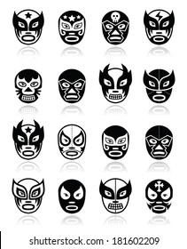 Lucha libre, luchador Mexican wrestling black masks icons
