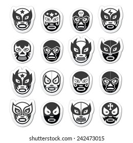 Lucha libre, luchador Mexican wrestling black masks icons