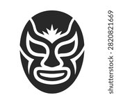 Lucha libre mask silhouette black and white graphic design