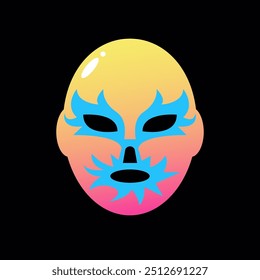 Lucha libre match game. Luchador mexican face mask. Mexican man costume for traditional folk sport entertainment and wrestling competition. Flat vector illustration.