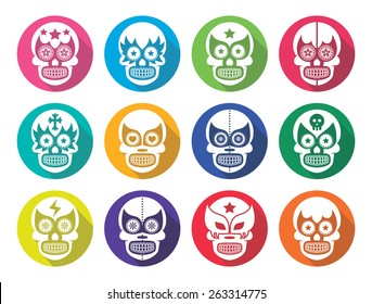 Lucha Libre - Mexican sugar skull masks flat design