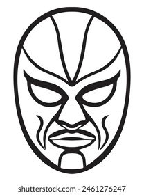 Lucha Libre. Mexican Wrestler Mask outline logo, icon, emblem vector template