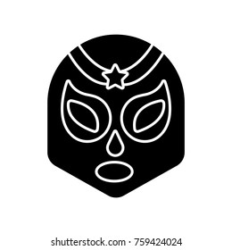  Lucha libre, mexican wrestling mask icon flat black