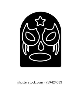  Lucha libre, mexican wrestling mask icon flat black