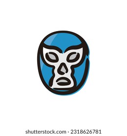 Lucha libre - Mexico icon (Hand-drawn line, colored version)