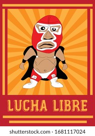 Lucha Libre Mexico, Mexican wrestler cartoon Vector illustration