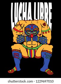 A Lucha Libre Pro-Wrestler, hand drawn vector illustration.