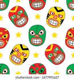 Lucha Libre Seamless Pattern. Mexican Wrestler Night.