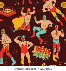 Lucha Libre Seamless Muster.Luchadores Helden. Mexikanische Ringelnacht.