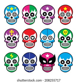 Lucha Libre - sugar skull masks icons 