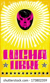 Lucha Libre - Wrestling Spanish Text - Mexican Wrestler Mask - Poster