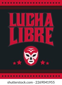 Lucha Libre, Wrestling spanish text Mexican sports design