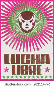 Lucha Libre - wrestling spanish text - Mexican wrestler mask - silkscreen poster