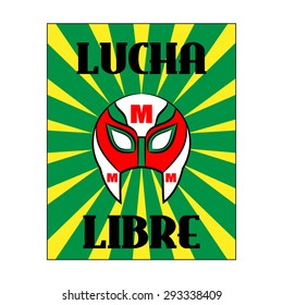 Lucha Libre - wrestling  spanish text - Mexican wrestler mask - poster