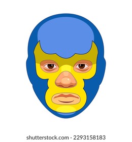 Lucha mask with the face yellow and blue